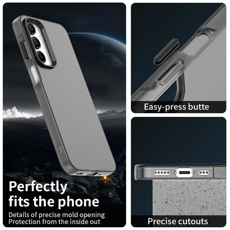 For Samsung Galaxy A16 5G / A16 4G Case PC+TPU+PET Matte Anti-Drop Phone Back Cover - Black
