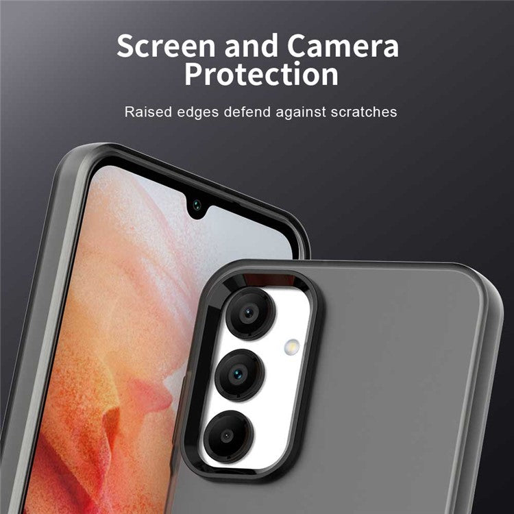 For Samsung Galaxy A16 5G / A16 4G Case PC+TPU+PET Matte Anti-Drop Phone Back Cover - Black