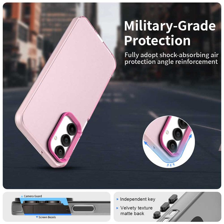 For Samsung Galaxy A16 5G / A16 4G Case PC+TPU+PET Matte Anti-Drop Phone Back Cover - Red