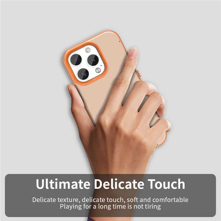 For iPhone 16 Pro Case PC+TPU+PET Matte Anti-Drop Phone Back Cover - Orange