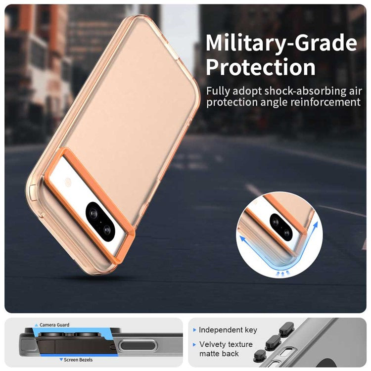 For Google Pixel 8a Case PC+TPU+PET Matte Anti-Drop Phone Back Cover - Orange