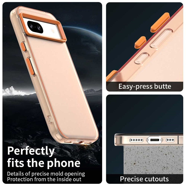 For Google Pixel 8a Case PC+TPU+PET Matte Anti-Drop Phone Back Cover - Orange