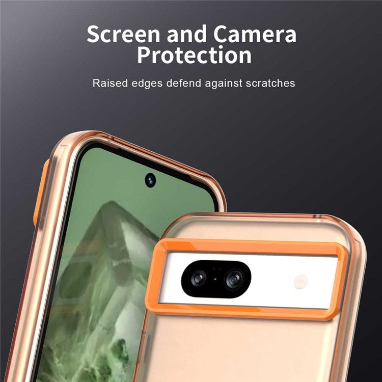 For Google Pixel 8a Case PC+TPU+PET Matte Anti-Drop Phone Back Cover - Orange