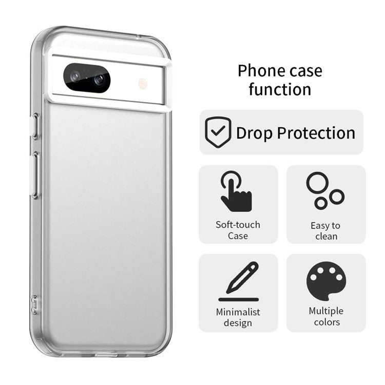 For Google Pixel 8a Case PC+TPU+PET Matte Anti-Drop Phone Back Cover - White