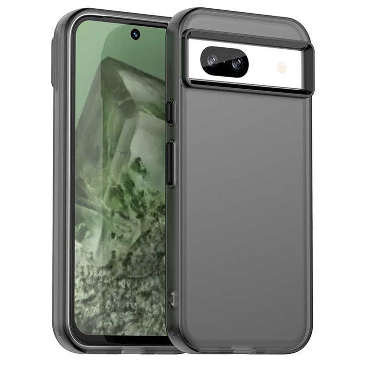 For Google Pixel 8a Case PC+TPU+PET Matte Anti-Drop Phone Back Cover - Black