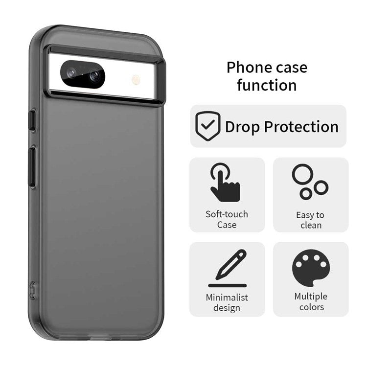 For Google Pixel 8a Case PC+TPU+PET Matte Anti-Drop Phone Back Cover - Black