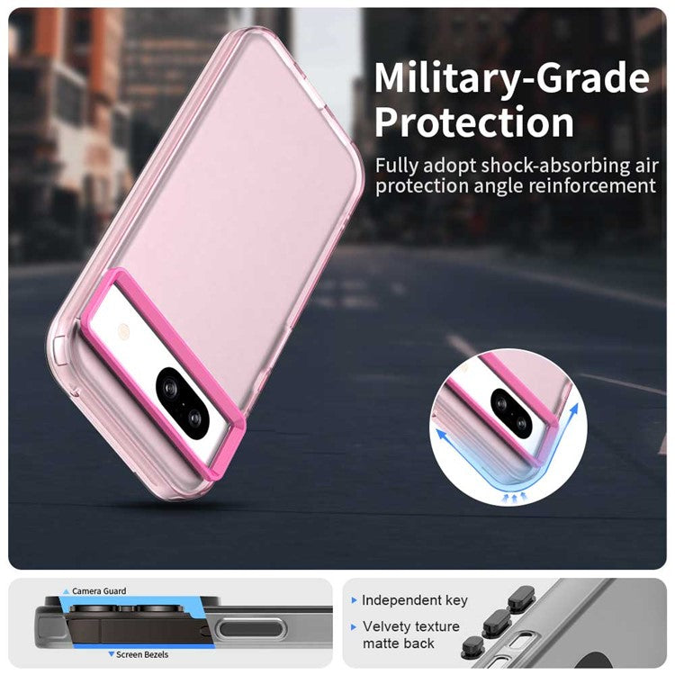 For Google Pixel 8a Case PC+TPU+PET Matte Anti-Drop Phone Back Cover - Red