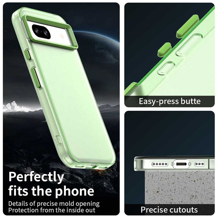 For Google Pixel 8a Case PC+TPU+PET Matte Anti-Drop Phone Back Cover - Green