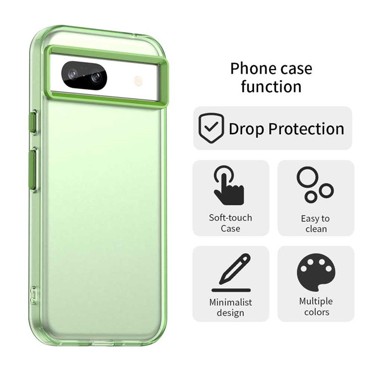 For Google Pixel 8a Case PC+TPU+PET Matte Anti-Drop Phone Back Cover - Green