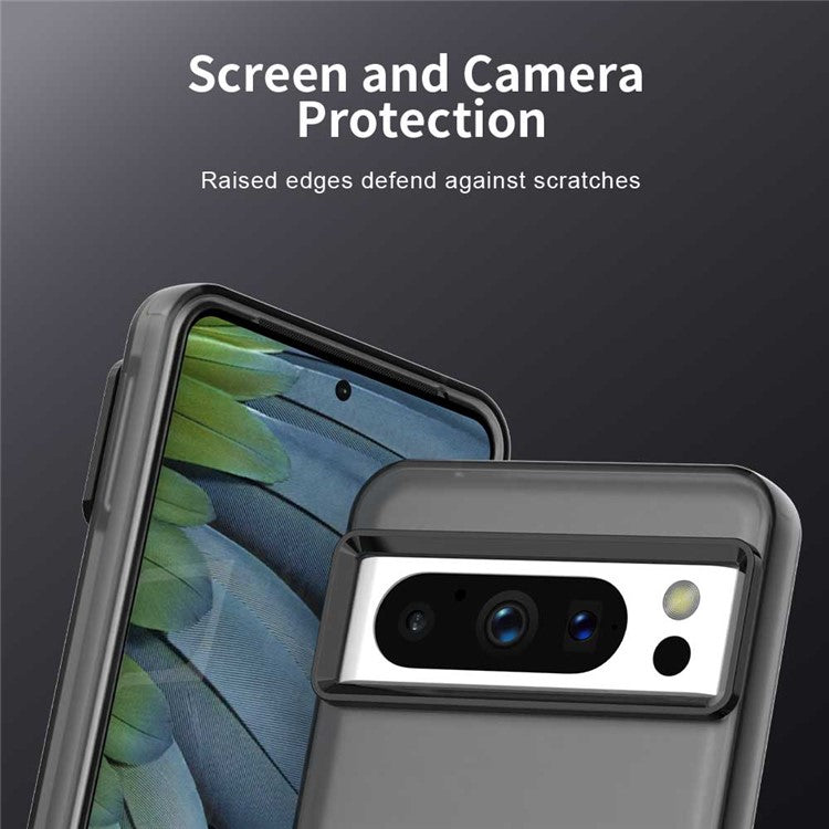 For Google Pixel 8 Pro Case PC+TPU+PET Matte Anti-Drop Phone Back Cover - Black