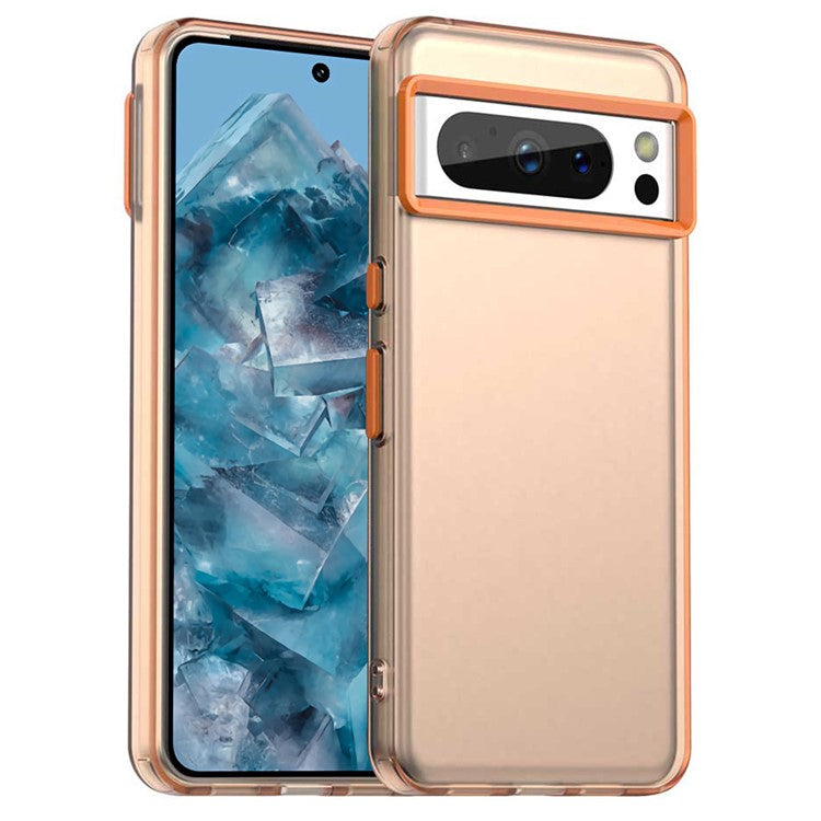 For Google Pixel 8 Pro Case PC+TPU+PET Matte Anti-Drop Phone Back Cover - Orange