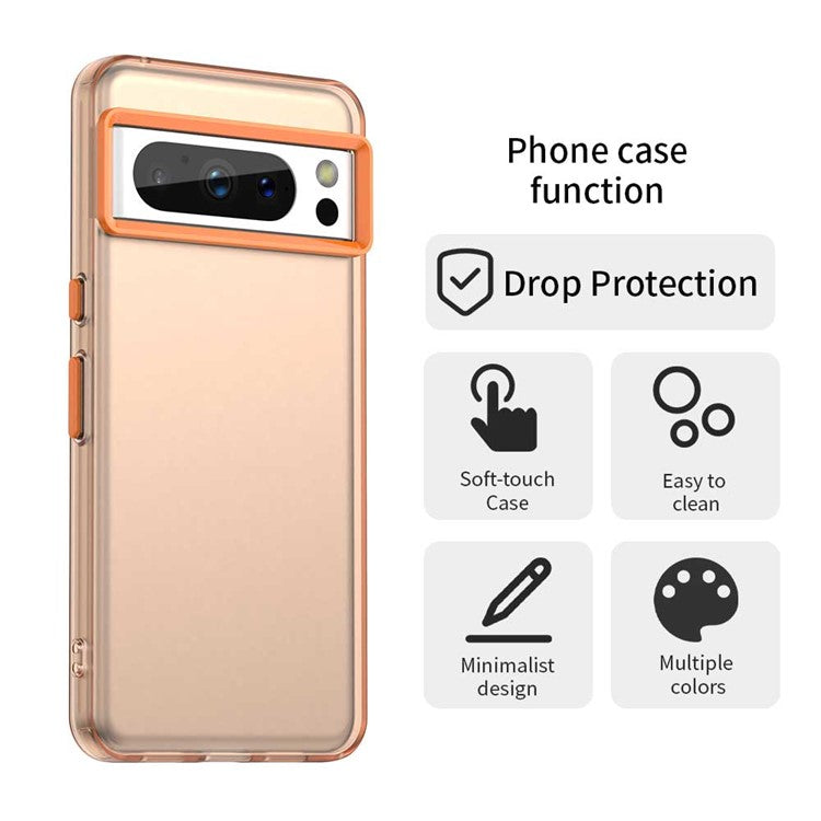 For Google Pixel 8 Pro Case PC+TPU+PET Matte Anti-Drop Phone Back Cover - Orange