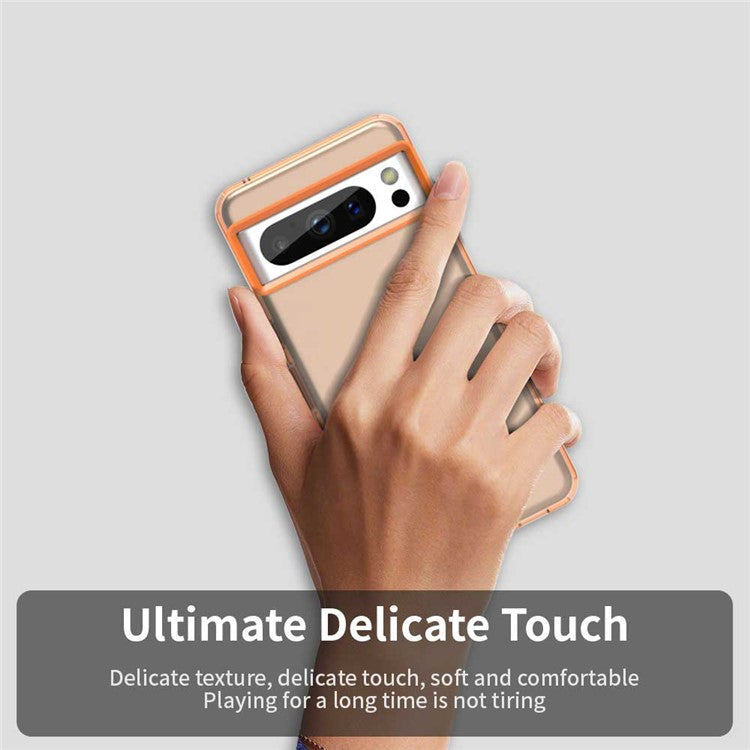 For Google Pixel 8 Pro Case PC+TPU+PET Matte Anti-Drop Phone Back Cover - Orange