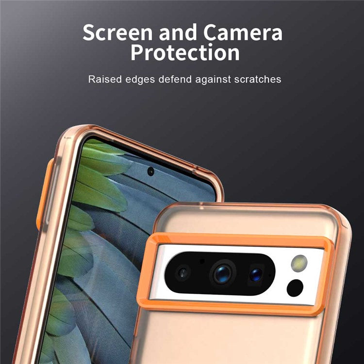 For Google Pixel 8 Pro Case PC+TPU+PET Matte Anti-Drop Phone Back Cover - Orange