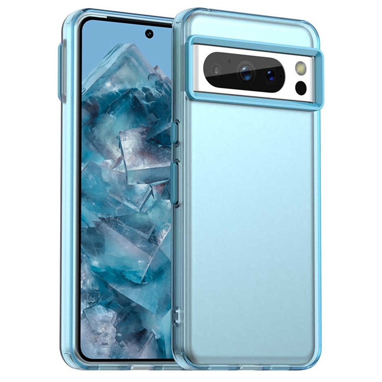 For Google Pixel 8 Pro Case PC+TPU+PET Matte Anti-Drop Phone Back Cover - Blue