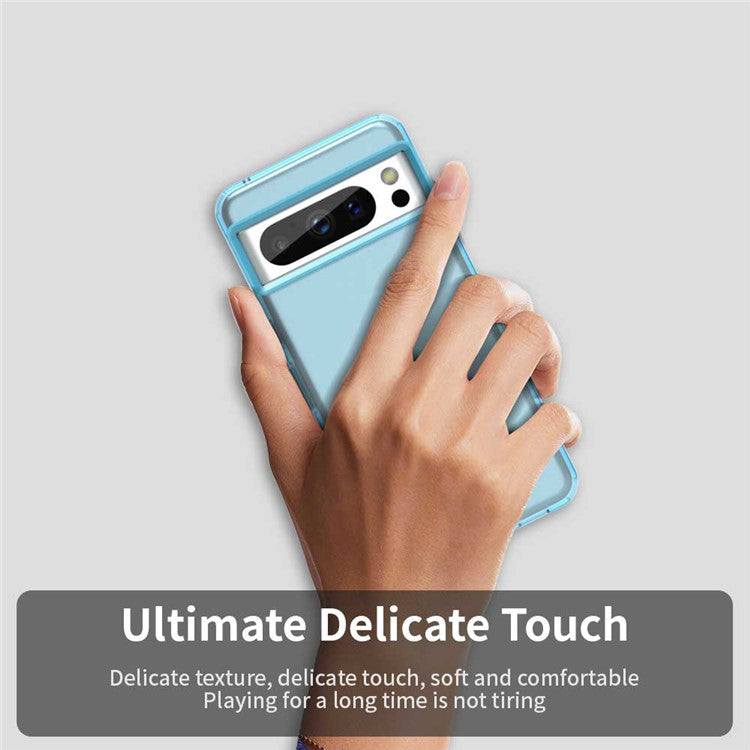 For Google Pixel 8 Pro Case PC+TPU+PET Matte Anti-Drop Phone Back Cover - Blue