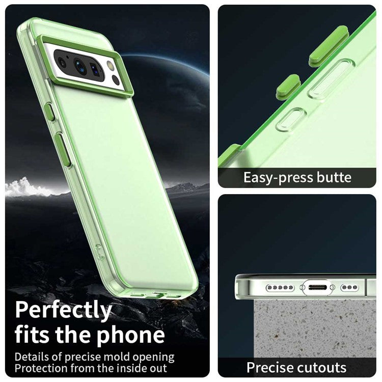 For Google Pixel 8 Pro Case PC+TPU+PET Matte Anti-Drop Phone Back Cover - Green