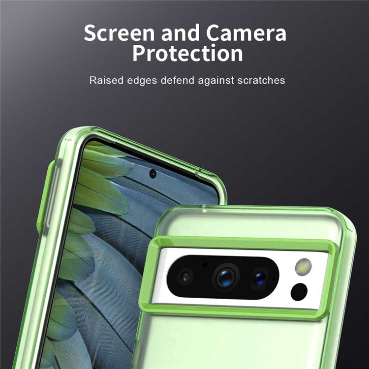 For Google Pixel 8 Pro Case PC+TPU+PET Matte Anti-Drop Phone Back Cover - Green