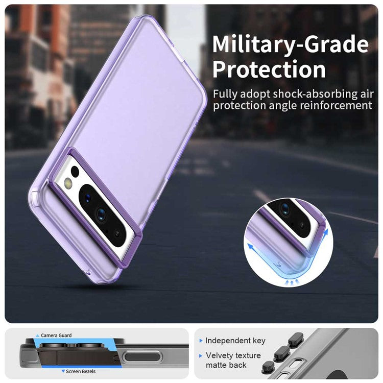 For Google Pixel 8 Pro Case PC+TPU+PET Matte Anti-Drop Phone Back Cover - Purple