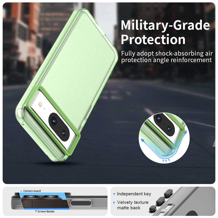 For Google Pixel 8 Case PC+TPU+PET Matte Anti-Drop Phone Back Cover - Green