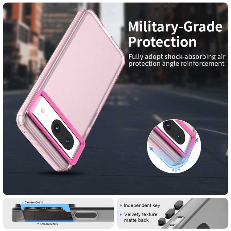 For Google Pixel 8 Case PC+TPU+PET Matte Anti-Drop Phone Back Cover - Red