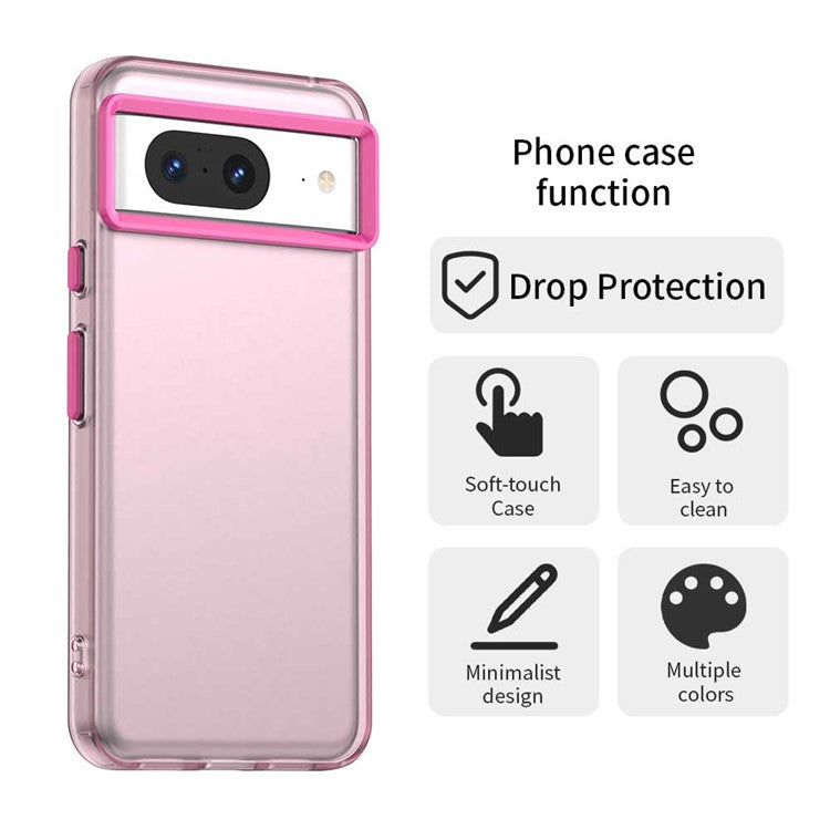 For Google Pixel 8 Case PC+TPU+PET Matte Anti-Drop Phone Back Cover - Red