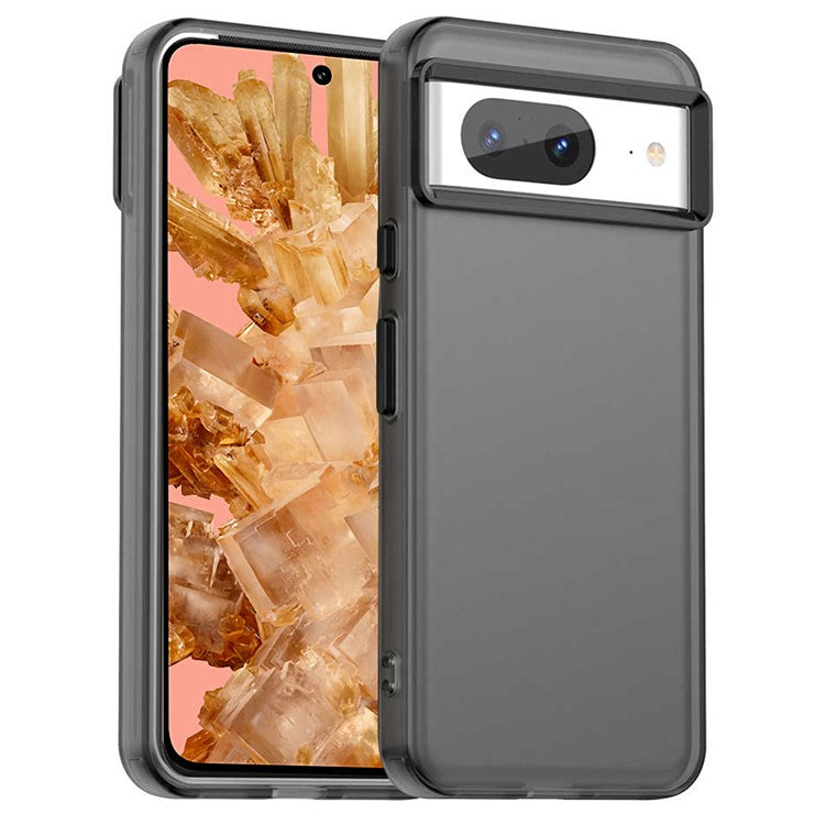 For Google Pixel 8 Case PC+TPU+PET Matte Anti-Drop Phone Back Cover - Black