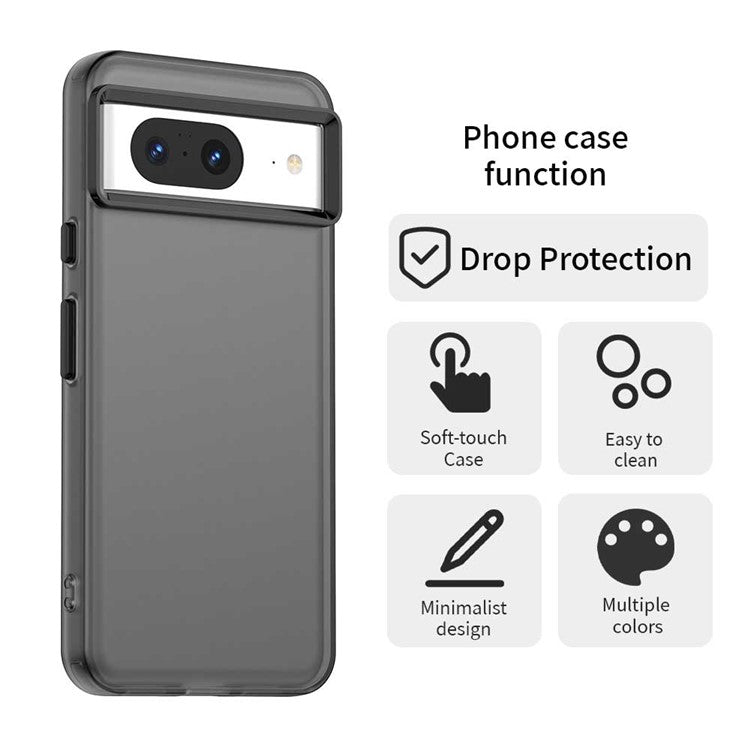 For Google Pixel 8 Case PC+TPU+PET Matte Anti-Drop Phone Back Cover - Black