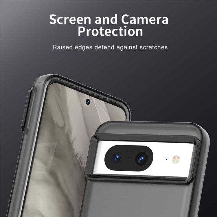 For Google Pixel 8 Case PC+TPU+PET Matte Anti-Drop Phone Back Cover - Black