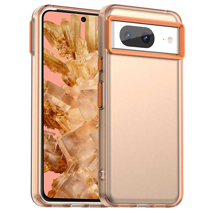For Google Pixel 8 Case PC+TPU+PET Matte Anti-Drop Phone Back Cover - Orange