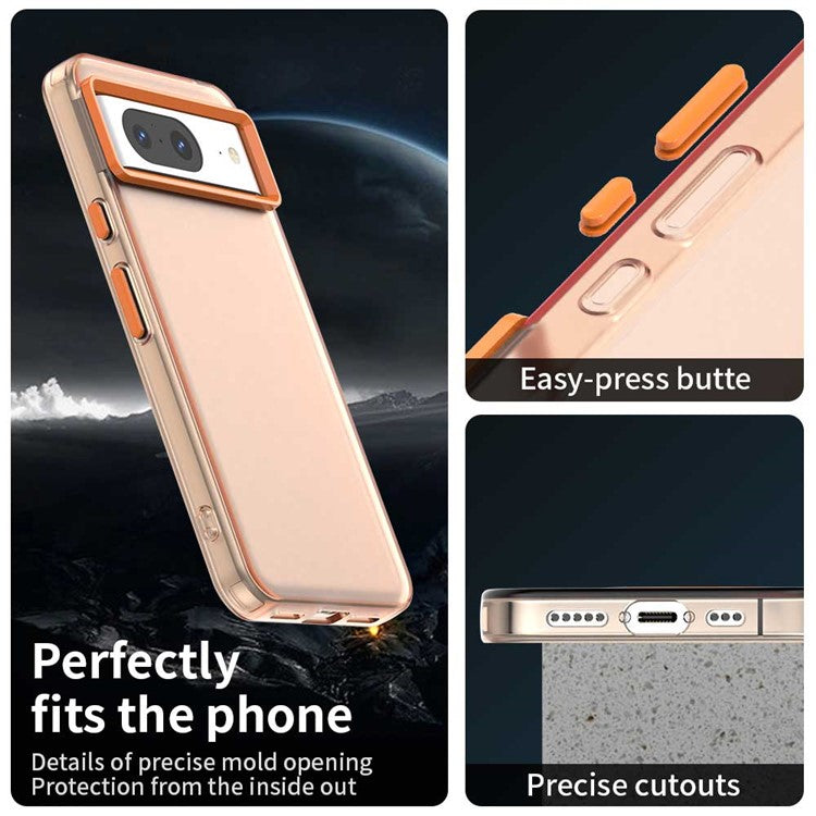 For Google Pixel 8 Case PC+TPU+PET Matte Anti-Drop Phone Back Cover - Orange