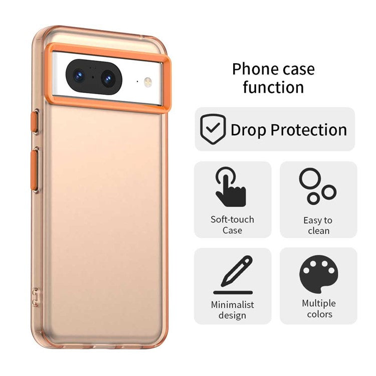 For Google Pixel 8 Case PC+TPU+PET Matte Anti-Drop Phone Back Cover - Orange