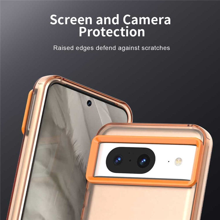 For Google Pixel 8 Case PC+TPU+PET Matte Anti-Drop Phone Back Cover - Orange