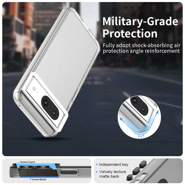 For Google Pixel 8 Case PC+TPU+PET Matte Anti-Drop Phone Back Cover - White