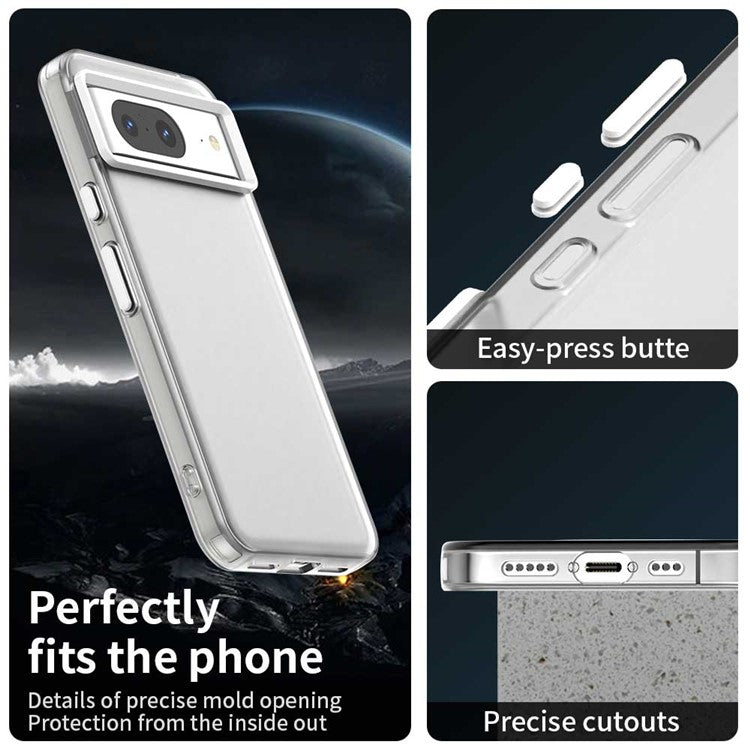 For Google Pixel 8 Case PC+TPU+PET Matte Anti-Drop Phone Back Cover - White