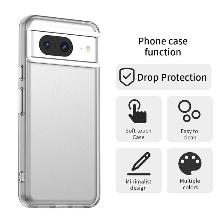 For Google Pixel 8 Case PC+TPU+PET Matte Anti-Drop Phone Back Cover - White
