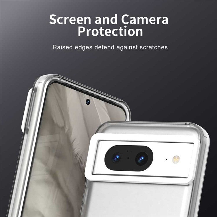 For Google Pixel 8 Case PC+TPU+PET Matte Anti-Drop Phone Back Cover - White