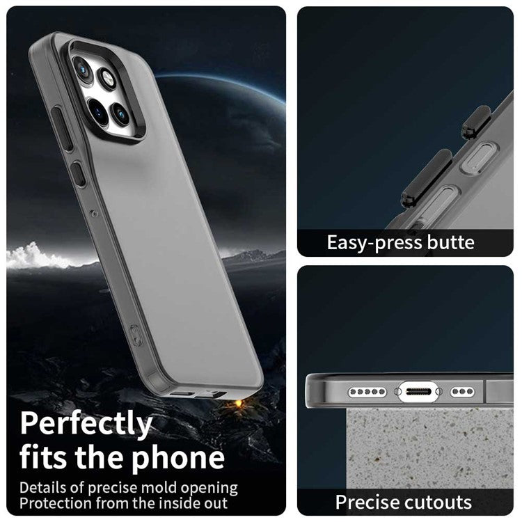 For Motorola Edge 50 Neo 5G / S50 5G Case PC+TPU+PET Matte Anti-Drop Phone Back Cover - Black