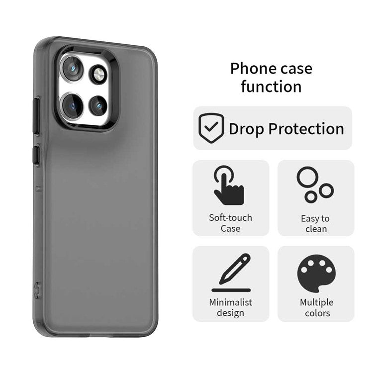 For Motorola Edge 50 Neo 5G / S50 5G Case PC+TPU+PET Matte Anti-Drop Phone Back Cover - Black