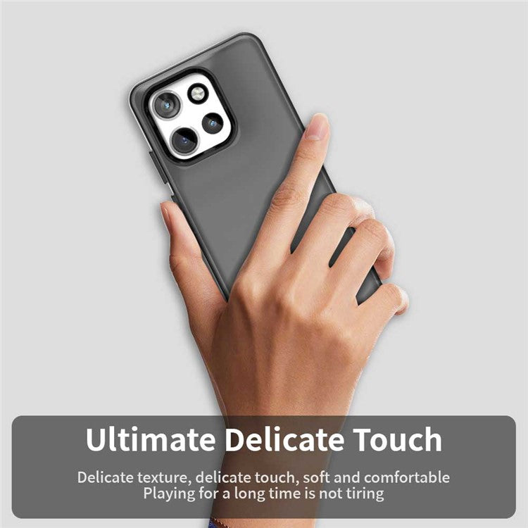 For Motorola Edge 50 Neo 5G / S50 5G Case PC+TPU+PET Matte Anti-Drop Phone Back Cover - Black