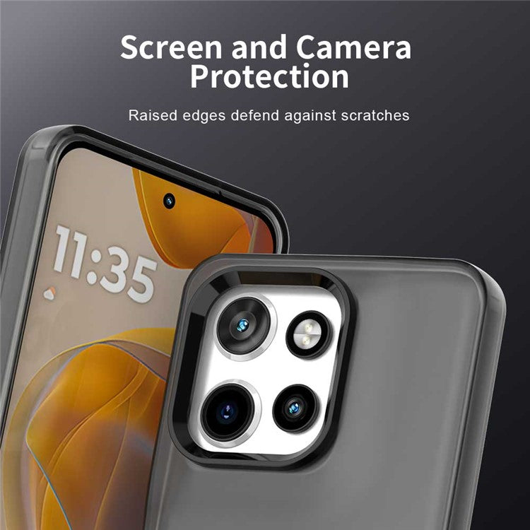 For Motorola Edge 50 Neo 5G / S50 5G Case PC+TPU+PET Matte Anti-Drop Phone Back Cover - Black