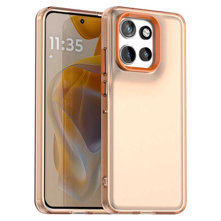 For Motorola Edge 50 Neo 5G / S50 5G Case PC+TPU+PET Matte Anti-Drop Phone Back Cover - Orange