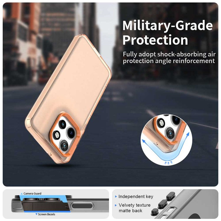 For Motorola Edge 50 Neo 5G / S50 5G Case PC+TPU+PET Matte Anti-Drop Phone Back Cover - Orange