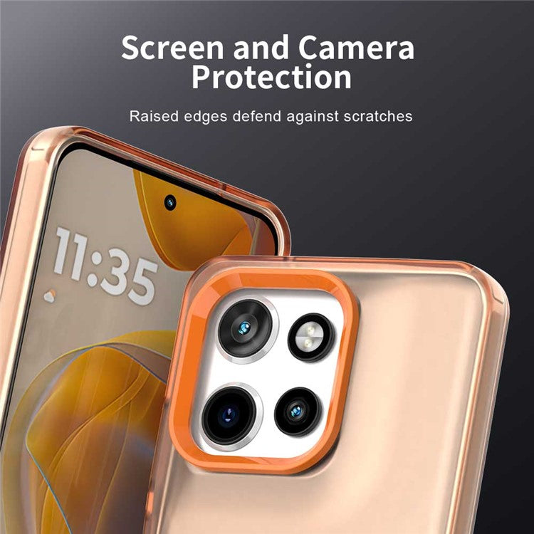 For Motorola Edge 50 Neo 5G / S50 5G Case PC+TPU+PET Matte Anti-Drop Phone Back Cover - Orange