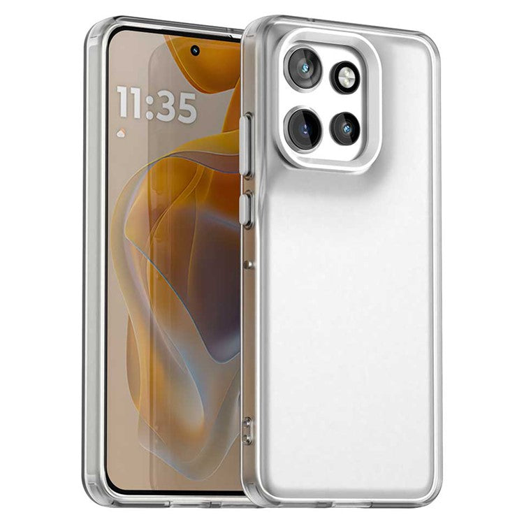 For Motorola Edge 50 Neo 5G / S50 5G Case PC+TPU+PET Matte Anti-Drop Phone Back Cover - White