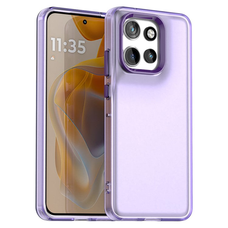 For Motorola Edge 50 Neo 5G / S50 5G Case PC+TPU+PET Matte Anti-Drop Phone Back Cover - Purple