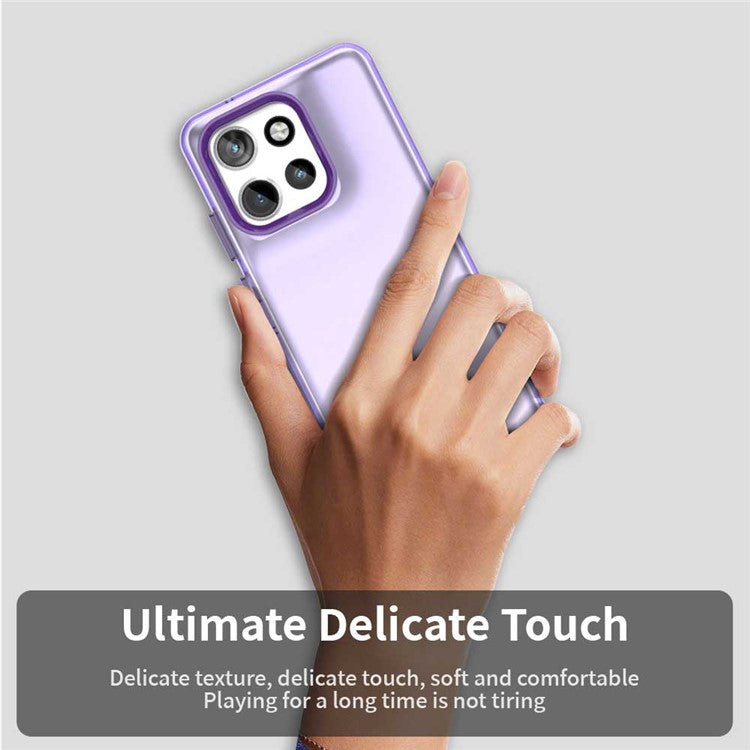 For Motorola Edge 50 Neo 5G / S50 5G Case PC+TPU+PET Matte Anti-Drop Phone Back Cover - Purple