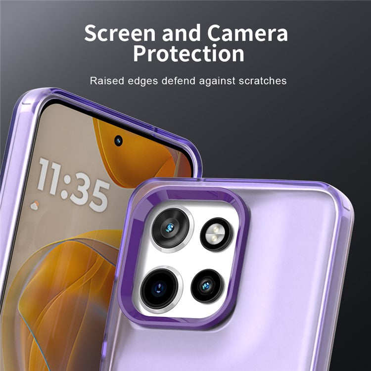 For Motorola Edge 50 Neo 5G / S50 5G Case PC+TPU+PET Matte Anti-Drop Phone Back Cover - Purple