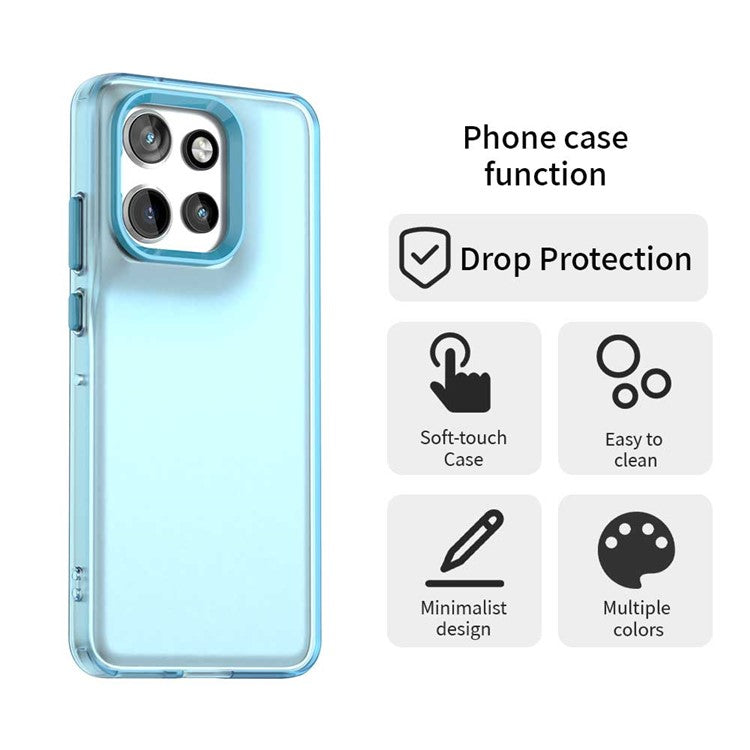 For Motorola Edge 50 Neo 5G / S50 5G Case PC+TPU+PET Matte Anti-Drop Phone Back Cover - Blue