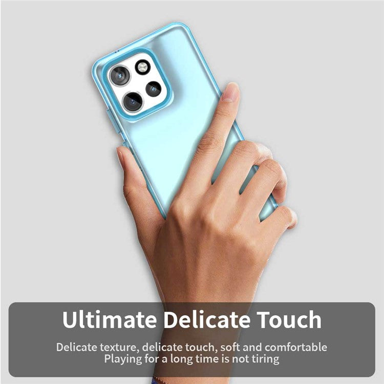 For Motorola Edge 50 Neo 5G / S50 5G Case PC+TPU+PET Matte Anti-Drop Phone Back Cover - Blue